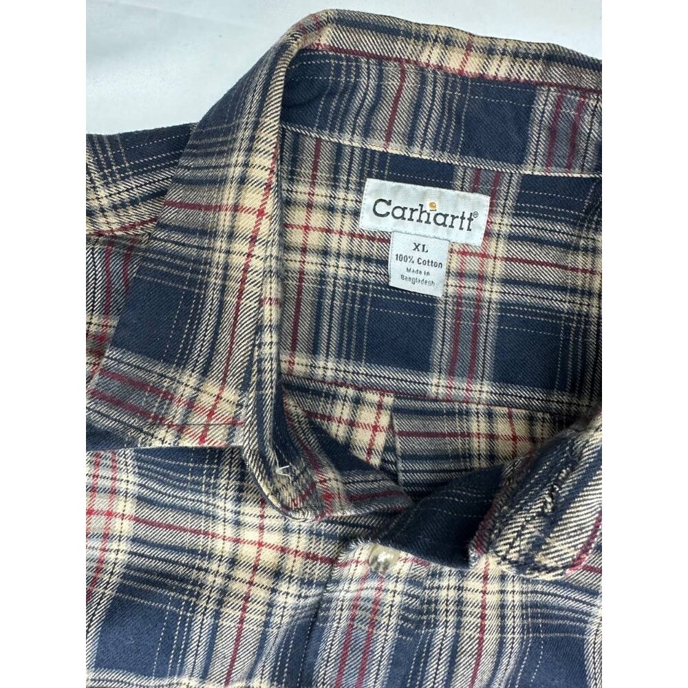 Carhartt Heavy Weight Plaid Flannel Long Sleeve Shirt Mens Size XL - Picture 3 of 7